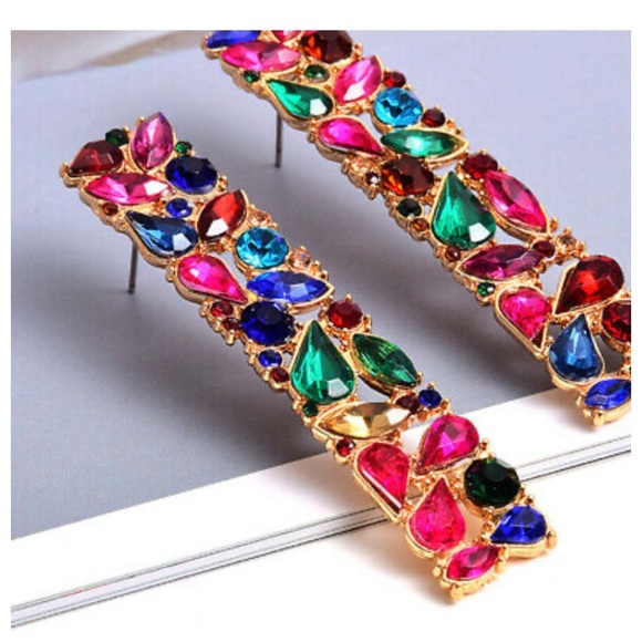 NEW 18k gold plated multicolored Luxury Earrings - Picture 4 of 6